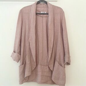 CobbleStone Linen Jacket Women’s S/M Pale Pink Open Lagenlook Minimalist Layer